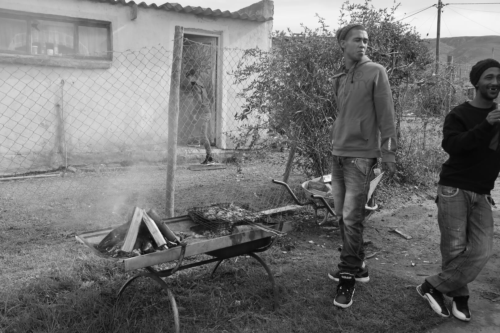 Community life in Genadendal, black and white photography